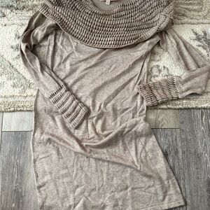 Philosophy Taupe Cowl Neck Sweater Dress